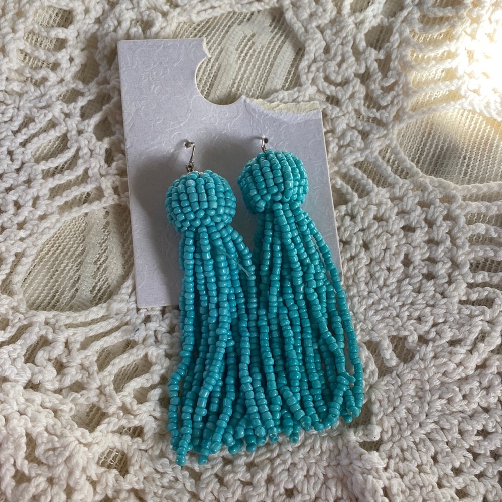 Walmart hypo allergenic turquoise plastic bead dangle earrings